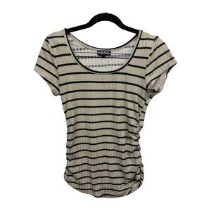 Poof taupe and black stripe shirt